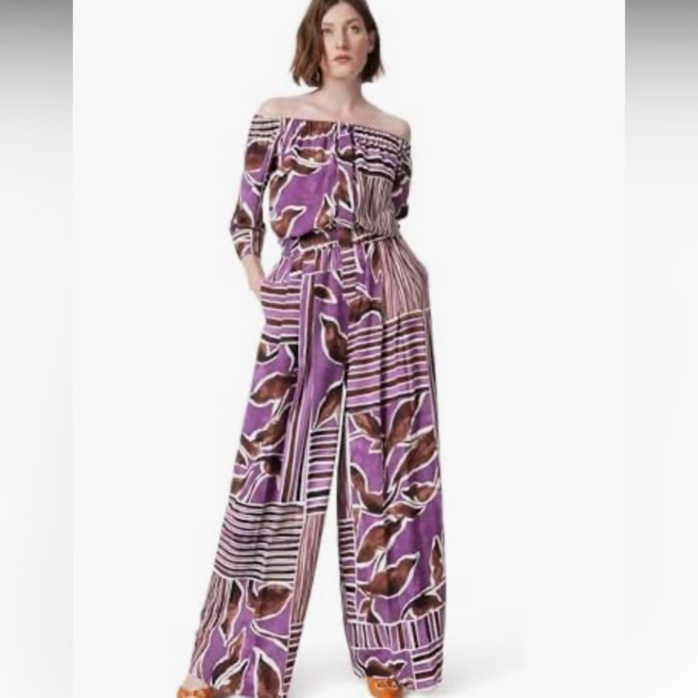 Dee Ocleppo Stylish Purple Patterned Jumpsuit size M-NWT